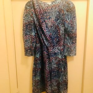 ❌ Sold ❌ Elorie Silk Blue Peacock Print Mini Dress